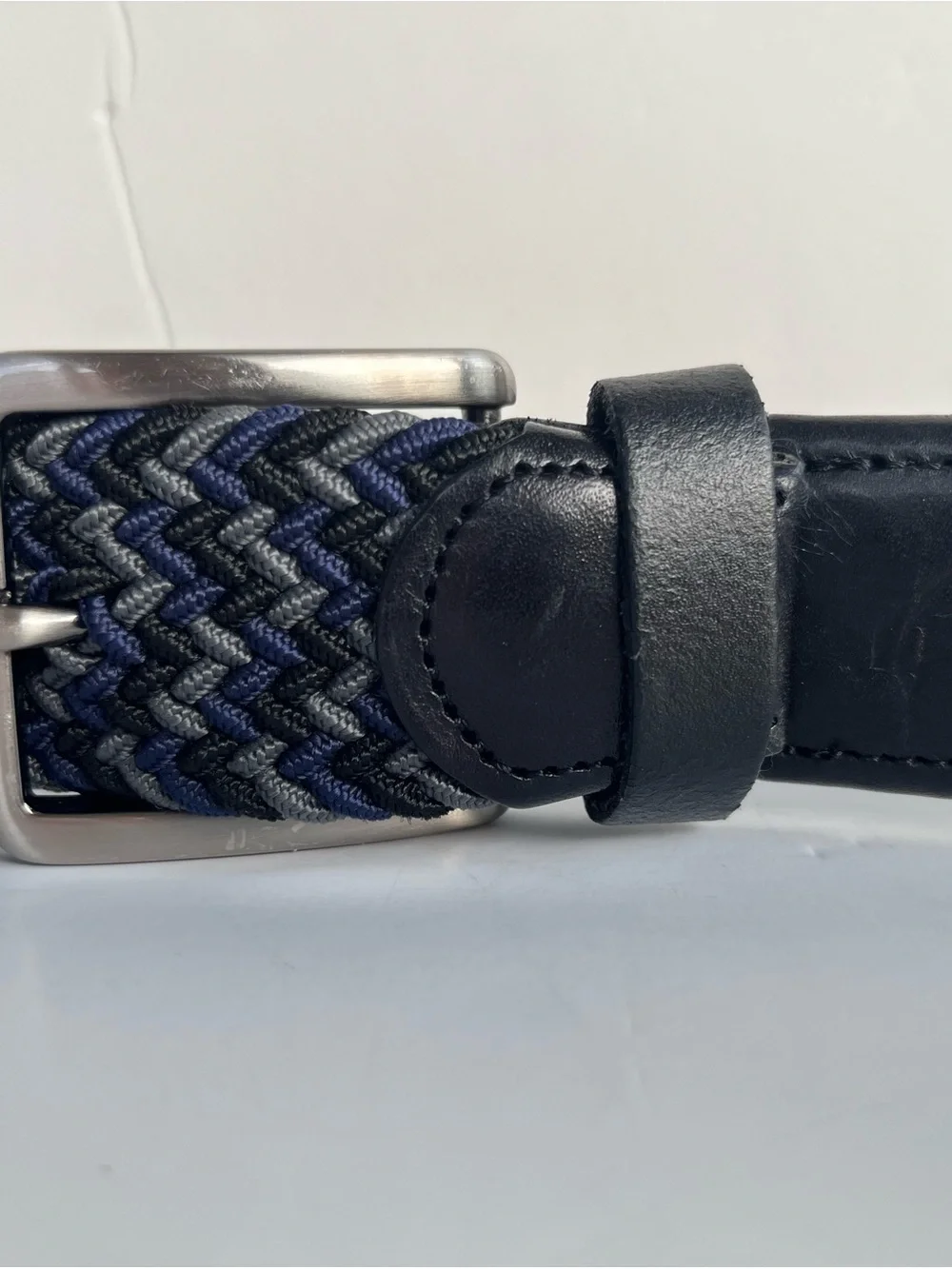 Tommy Bahama Woven Cord Adjustable Belt in Black and Navy-Size L/XL